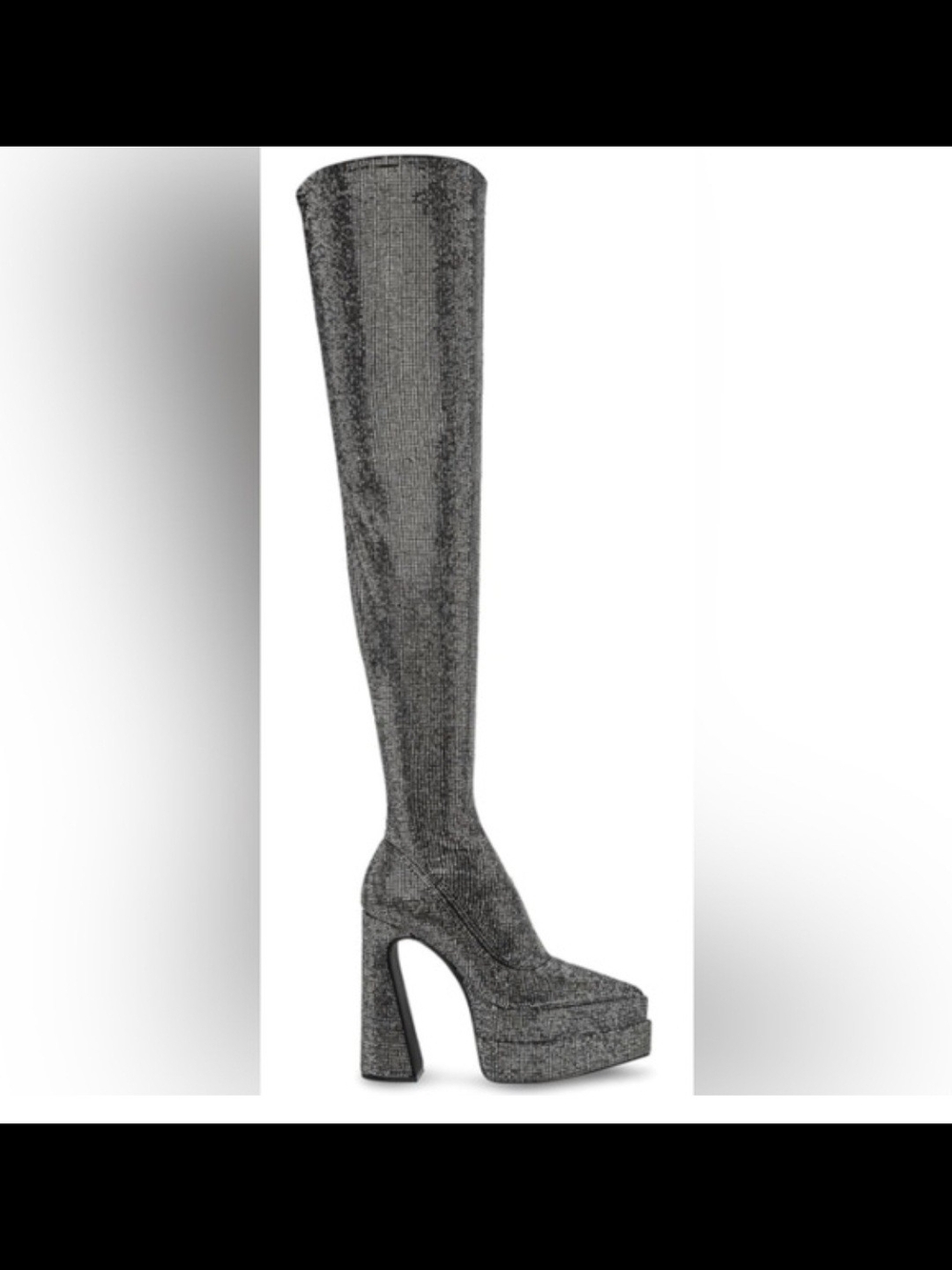 Steve Madden Silver Sparkle RHINESTONE Over-the-Knee Platform Boot